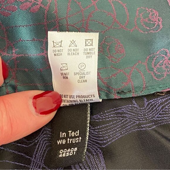 Ted Baker London Burgundy Paisley Print Velvet Vest Ted Sz 1 US Sz 4 - Picture 7 of 10